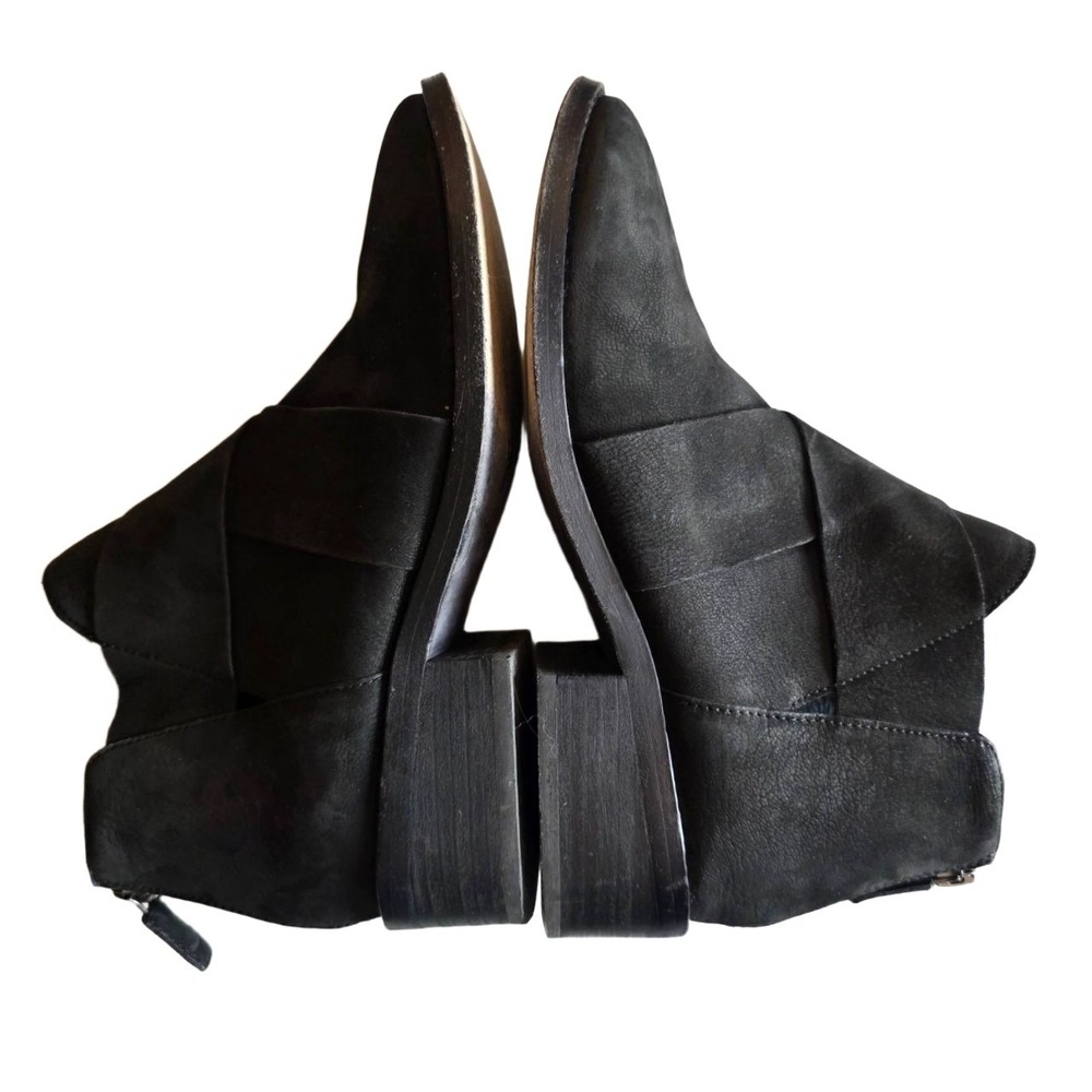 Eileen Fisher Boots Womens 7 Black Ankle Block Heel Suede Zipper Stylish - Picture 5 of 10
